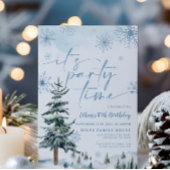 Winter Het is feesttijd, blauwe winter verjaardag Kaart