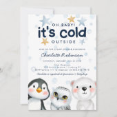 Winter Het is koud buiten Arctische dier baby show Kaart (Voorkant)