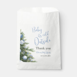 Winter Het is koud buiten Blauwe strik baby shower Bedankzakje