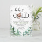 Winter Het is koud buiten Forest Snow Baby shower Kaart (Staand voorkant)