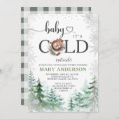 Winter Het is koud buiten Forest Snow Baby shower Kaart (Voorkant / Achterkant)