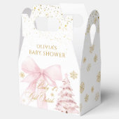 Winter Het Is Koud Buiten Roze Strik Baby Shower Bedankdoosjes (Geopend)