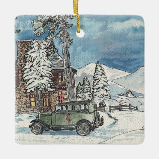 Winter Hideaway Keramisch Ornament (Voorkant)