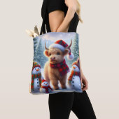 Winter Highland Cow Holiday Tote Bag (Dichtbij)