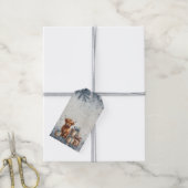 Winter Highland Koe Blauwe Cadeaus Cadeaulabel (Met Touw)