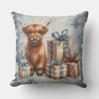 Winter Highland Koe Blauwe Cadeaus Kussen