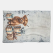 Winter Highland Koe Blauwe Cadeaus Theedoek (Horizontaal)