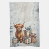 Winter Highland Koe Blauwe Cadeaus Theedoek (Verticaal)