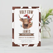 Winter Highland Koe Verjaardagsfeestuitnodiging Kaart (Staand voorkant)