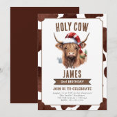 Winter Highland Koe Verjaardagsfeestuitnodiging Kaart (Voorkant / Achterkant)