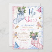 Winter hij of zij Kerstman Sokken Cookies Geslacht Kaart (Voorkant)