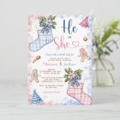 Winter hij of zij Kerstman Sokken Cookies Geslacht Kaart (Staand voorkant)