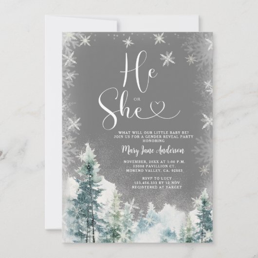 Winter Hij of Zij Witte Sneeuwvlokken Geslacht Ont Kaart (Voorkant)