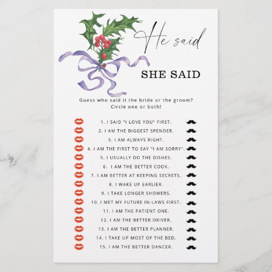 Winter Hij zei dat ze vrijgezellenfeest spel zei (Voorkant)