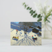 Winter hillside Morzine Frankrijk Briefkaart (Staand voorkant)