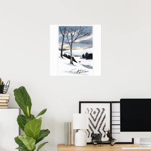 Winter Hillside Poster (Thuiskantoor)