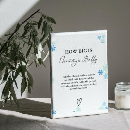 Winter Hoe groot is mama's buik Baby shower Game Reclamebord Met Voetstuk
