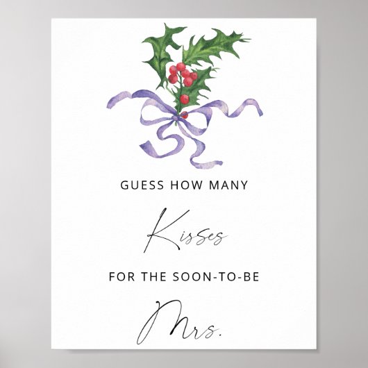 Winter - Hoeveel kisses vrijgezellenfeest spel Poster (Voorkant)