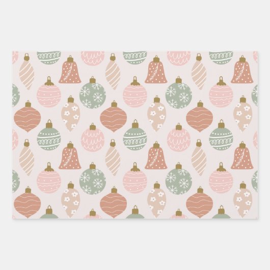 Winter HoHoHo Ornament Bomen Pastel Kerst Inpakpapier Vel (Voorkant 3)