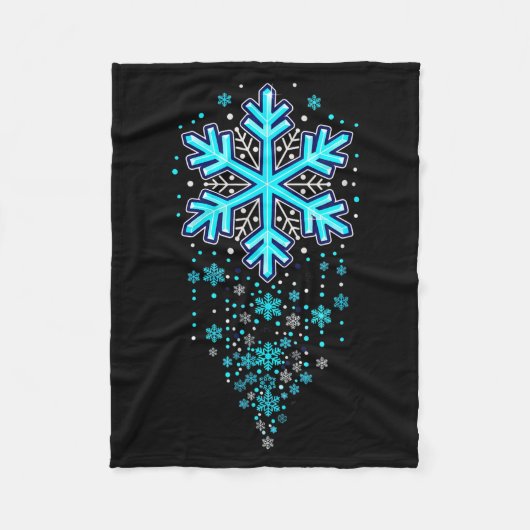 Winter Holiday Apparel - Blue Snowflake Cascade, I Fleece Deken (Voorkant)