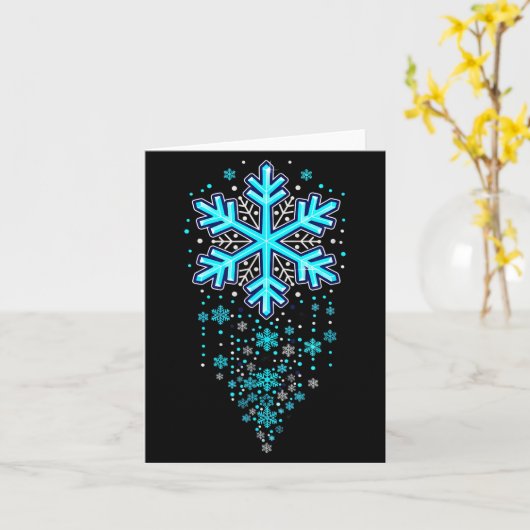 Winter Holiday Apparel - Blue Snowflake Cascade, I Kaart (Gele Bloem)