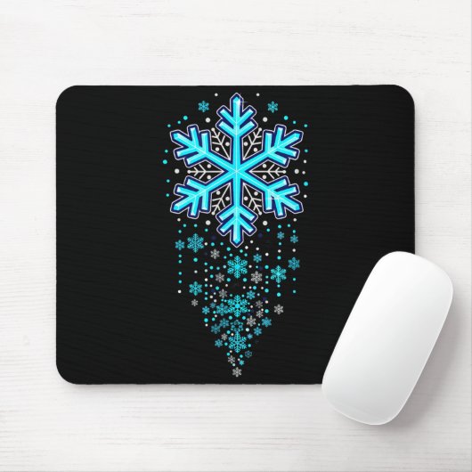 Winter Holiday Apparel - Blue Snowflake Cascade, I Muismat (Met muis)