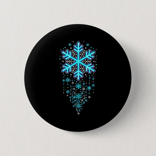 Winter Holiday Apparel - Blue Snowflake Cascade, I Ronde Button 5,7 Cm (Voorkant)
