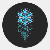 Winter Holiday Apparel - Blue Snowflake Cascade, I Ronde Sticker (Voorkant)