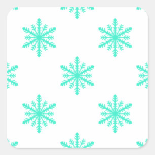 Winter Holiday Aqua Snowflake Vierkante Sticker