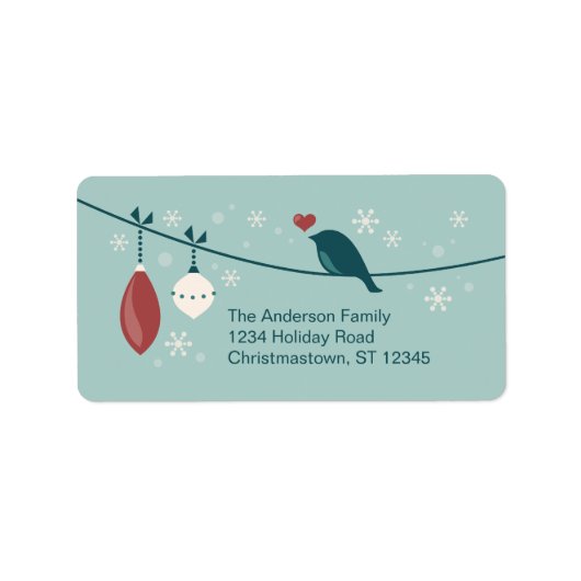 Winter Holiday Bird Etiket (Voorkant)