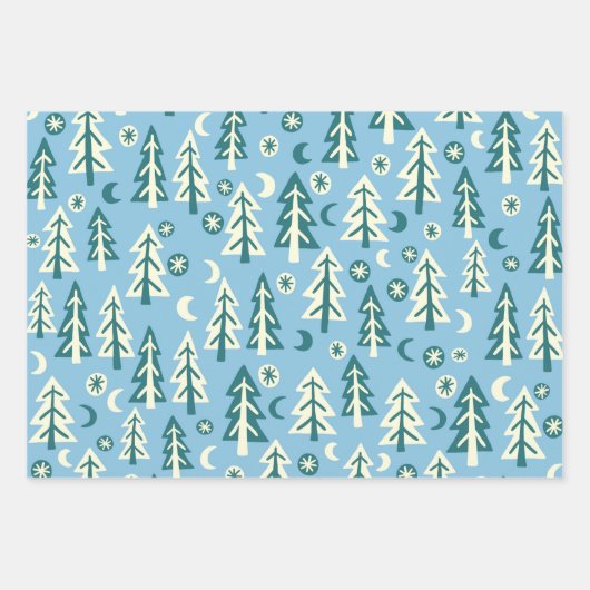 Winter Holiday Blue Trens Pattern Variety Gift Inpakpapier Vel (Voorkant 3)