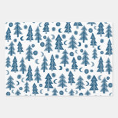 Winter Holiday Blue White Trees Pattern Gift Inpakpapier Vel (Voorkant 3)