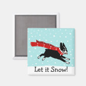 Winter Holiday Boston Terrier laat de sneeuw op ma Magneet (Voorkant / Achterkant)