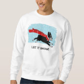 Winter Holiday Boston Terrier met Red Scarf Trui (Voorkant)