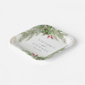 Winter Holiday Botanical Greenery Glitter Wedding Papieren Bordje (Gebogen)