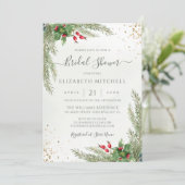 Winter Holiday Botanical Greenery Vrijgezellenfees Kaart (Staand voorkant)