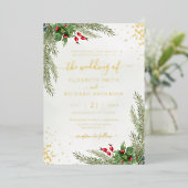 Winter Holiday Botanical Greenery Wedding Folie Uitnodiging (Staand Voorkant)