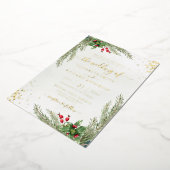Winter Holiday Botanical Greenery Wedding Folie Uitnodiging (Gedraaid)