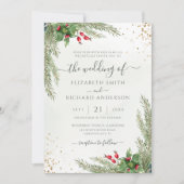 Winter Holiday Botanical Greenery Wedding Kaart (Voorkant)