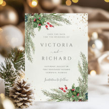 Winter Holiday Botanical Greenery Wedding