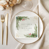 Winter Holiday Botanical Greenery Wedding Servet