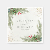 Winter Holiday Botanical Greenery Wedding Servet (Voorkant)