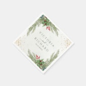 Winter Holiday Botanical Greenery Wedding Servet (Hoek)