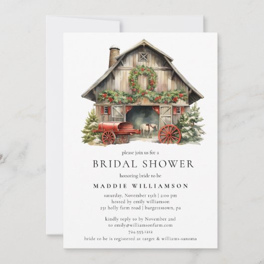 Winter Holiday Bridal Shower Kaart (Voorkant)