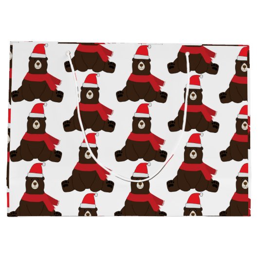 Winter Holiday Brown Beer Large Gift Bag Groot Cadeauzakje (Achterkant)