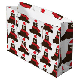 Winter Holiday Brown Beer Large Gift Bag Groot Cadeauzakje