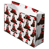 Winter Holiday Brown Beer Large Gift Bag Groot Cadeauzakje (Voorkant Gekanteld)