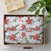 Winter Holiday Christmas Red Floral Pattern   Tissuepapier (Geschenk)