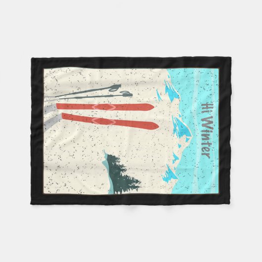 Winter Holiday Christmas Ski X-mas Skiing Skier Fleece Deken (Voorkant (Horizontaal))