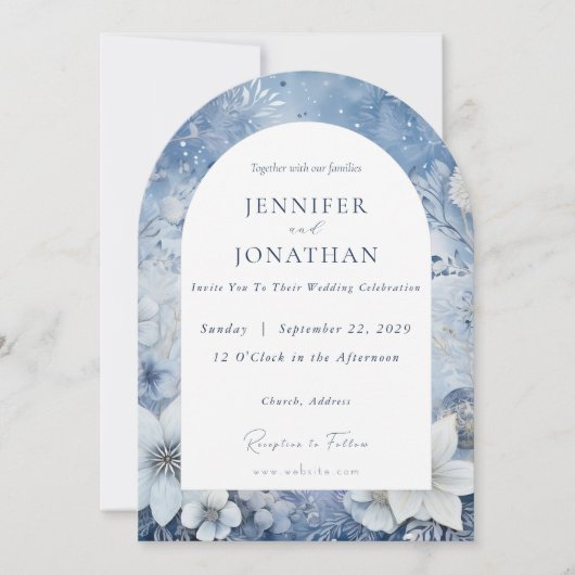 Winter Holiday Christmas Wedding Invitation Kaart (Voorkant)